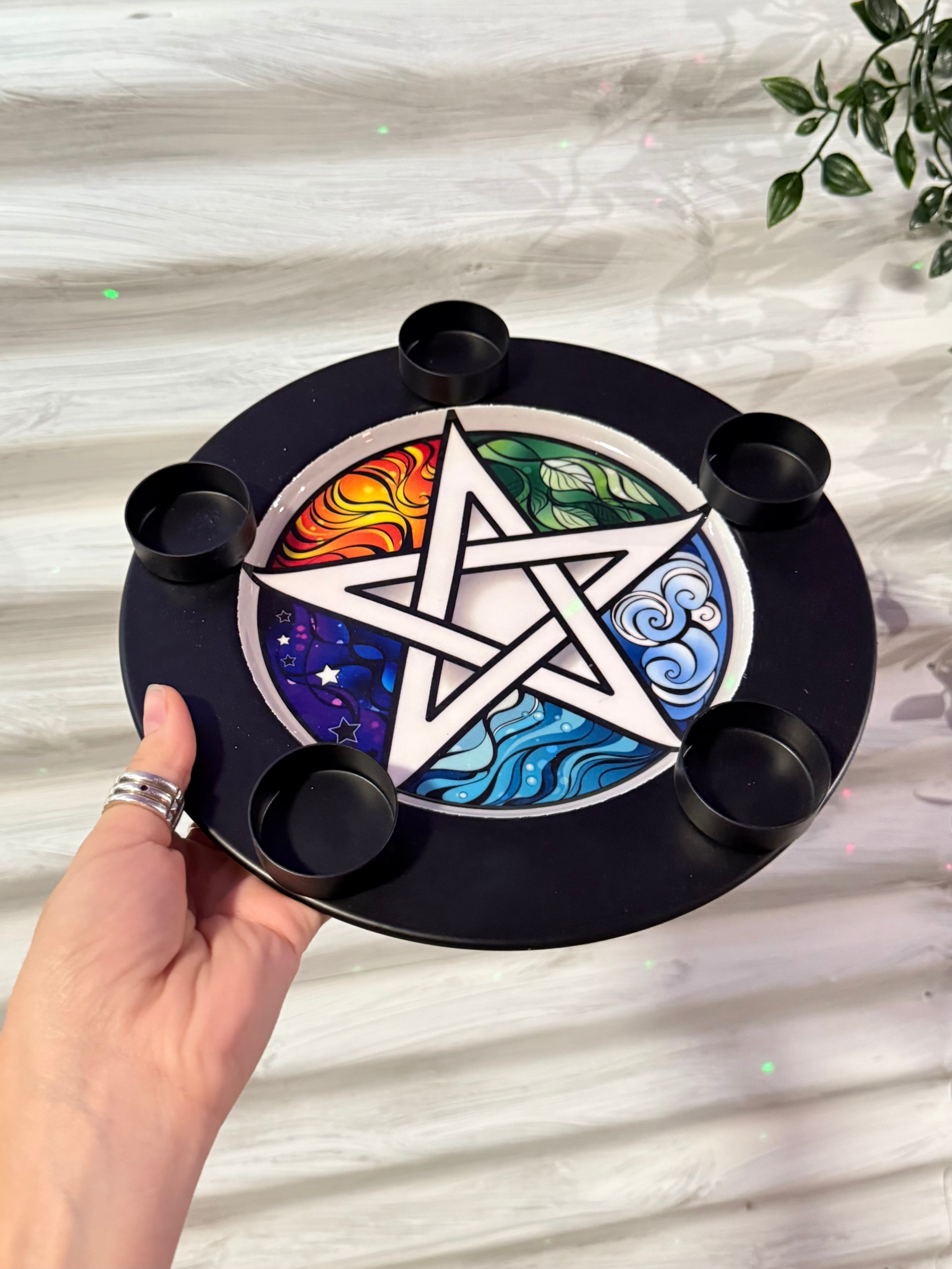 Portavelas Pentáculo de los Elementos / Pentacle Elements Candle Holder