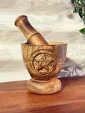 Mortero de Madera con Pentáculo / Wooden Pentacle Mortar & Pestle