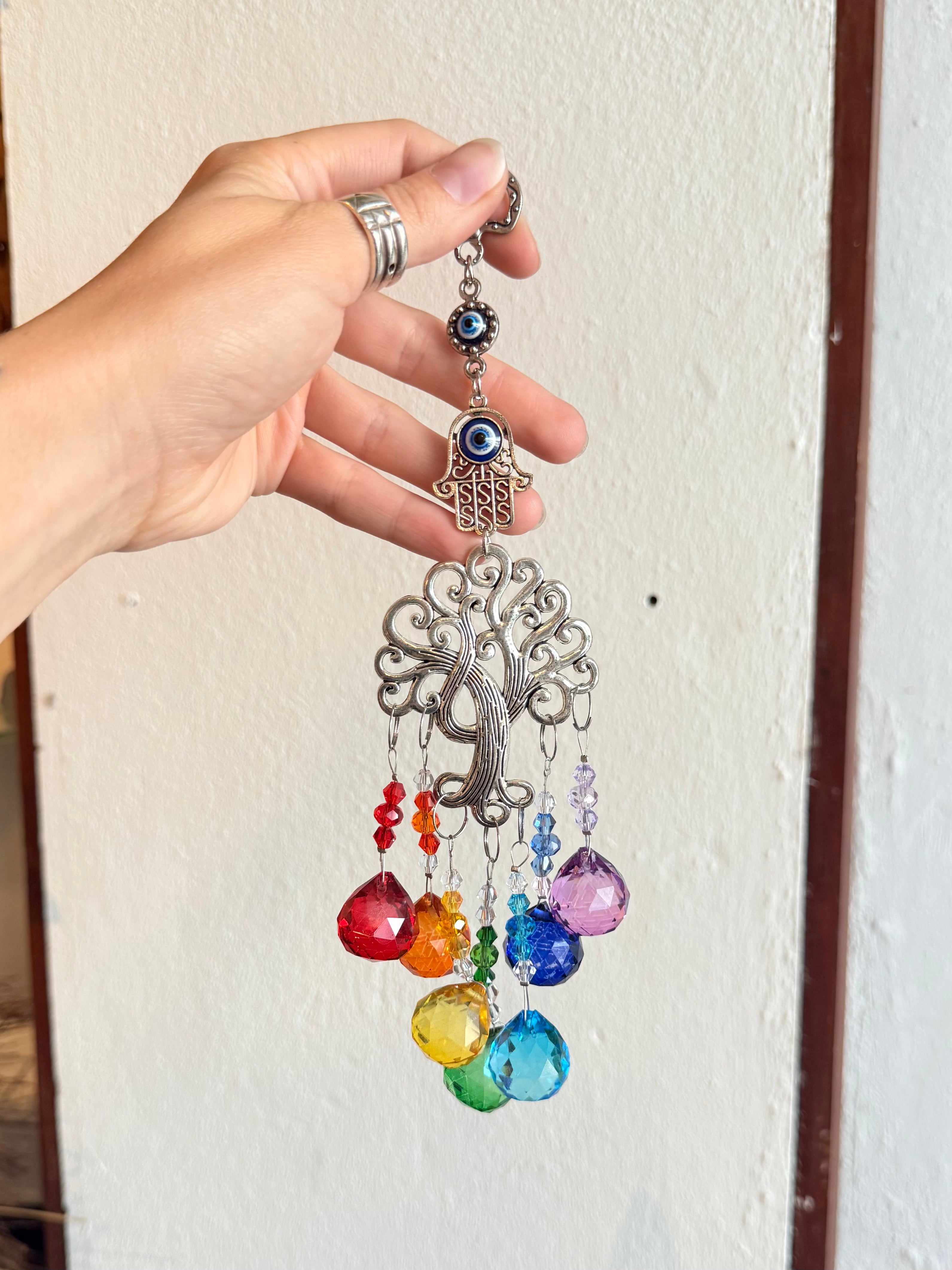 Prisma Árbol de la Vida con Hamsa y Ojo Turco / Tree of Life Prism with Hamsa and Evil Eye