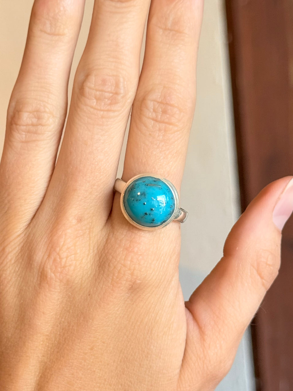 Turquoise Ring with Pyrite Inclusions / Anillo de Turquesa con Inclusiones de Pirita