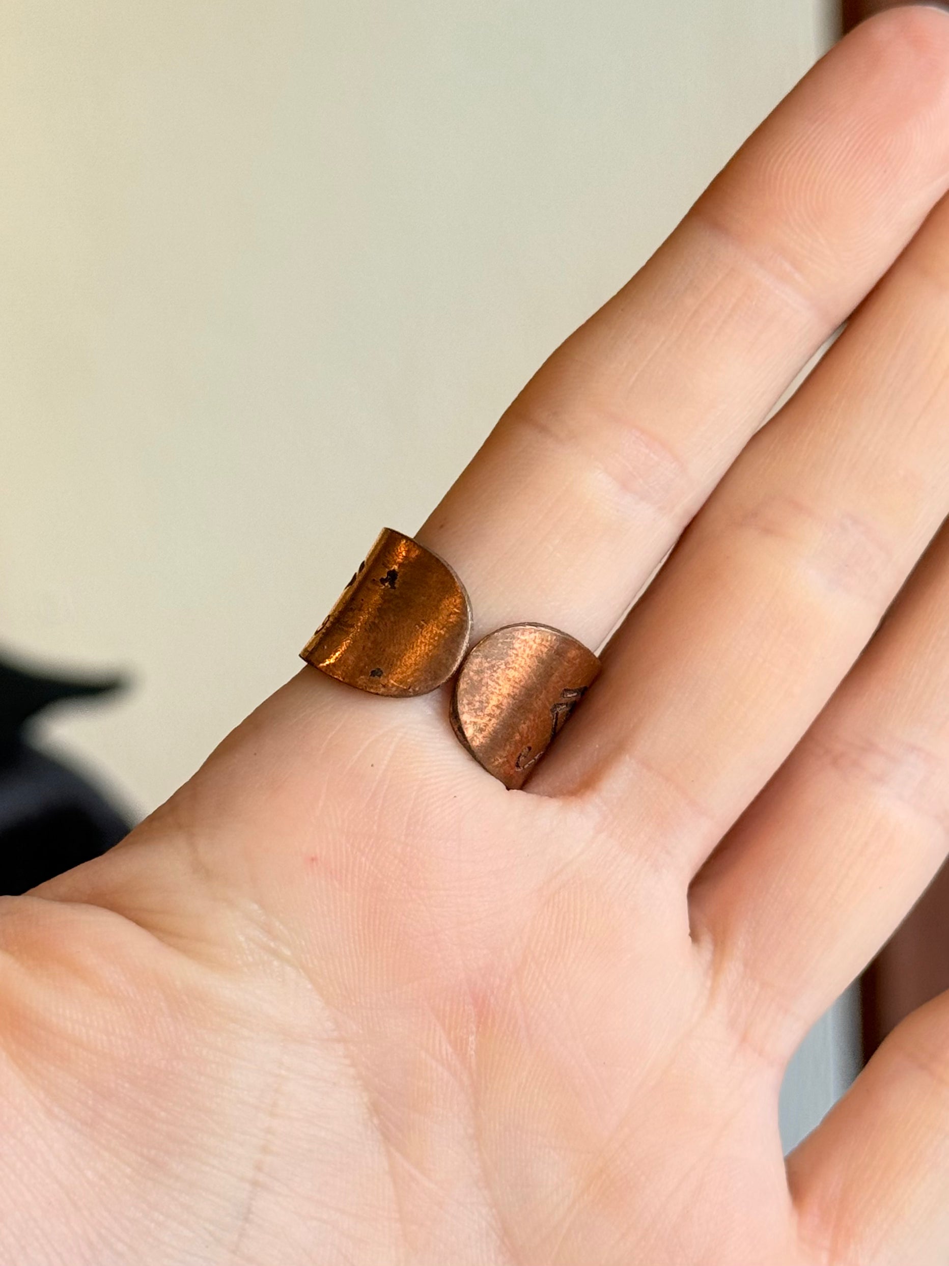 Eye of Horus Copper Ring Adjustable / Anillo Ajustable de Cobre Ojo de Horus ( Fits best - size 9 )