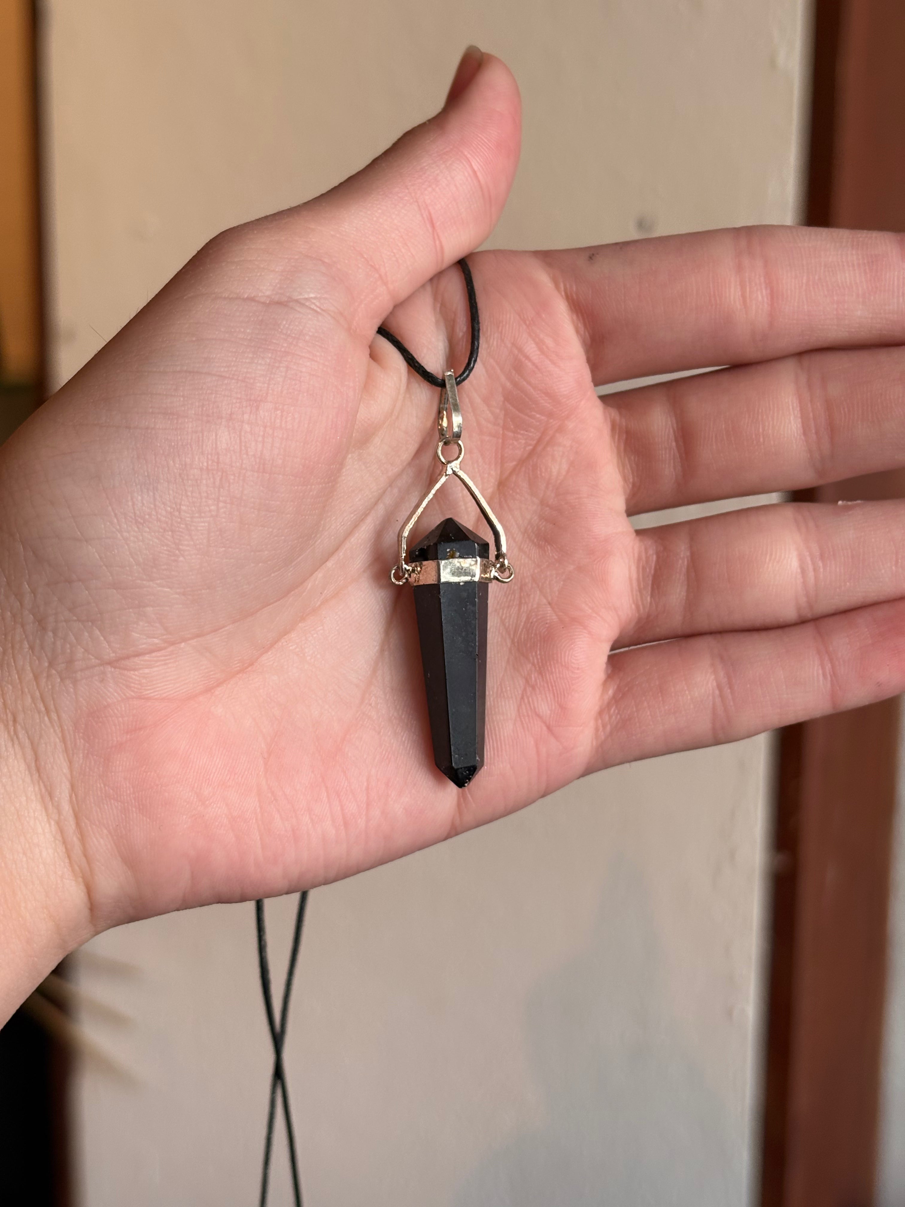 Colgante / Pendiente de Doble Punta de Turmalina Negra / Black Tourmaline Double Terminated Pendant