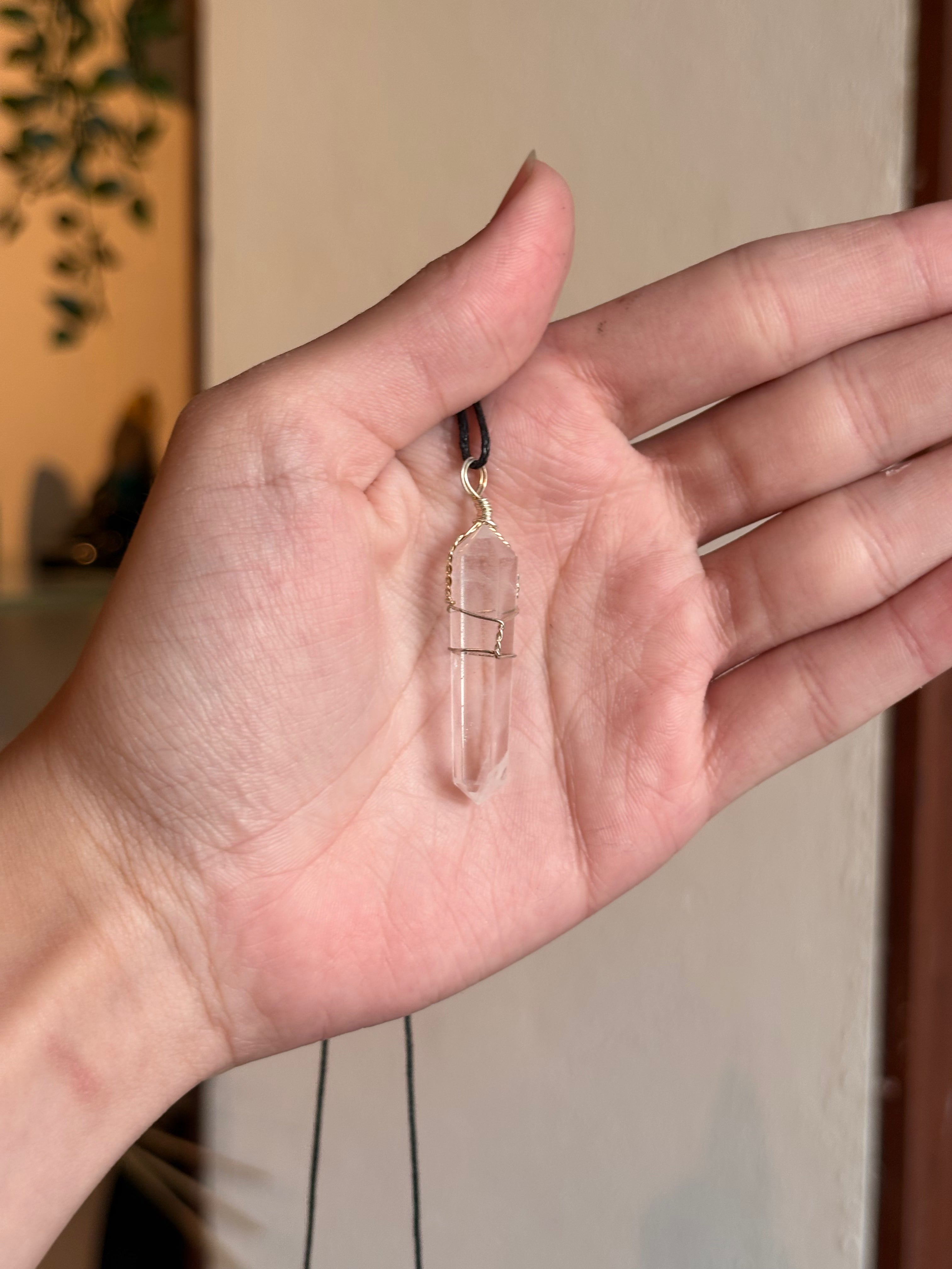 Colgante / Pendiente de Doble Punta de Cuarzo Cristal / Double Terminated Clear Quartz Pendant