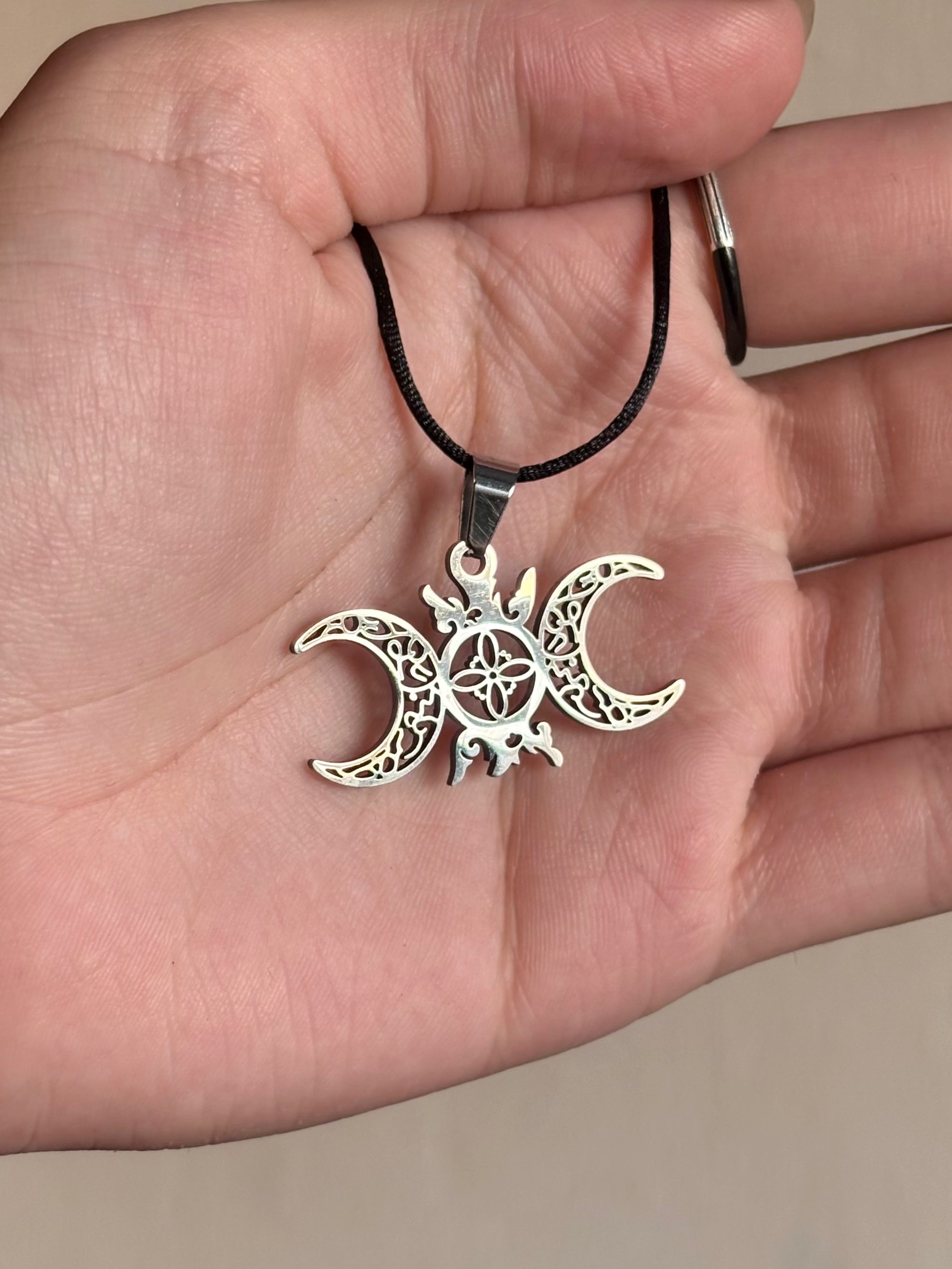Triple Luna / Triple Moon Stainless Steel Pendant