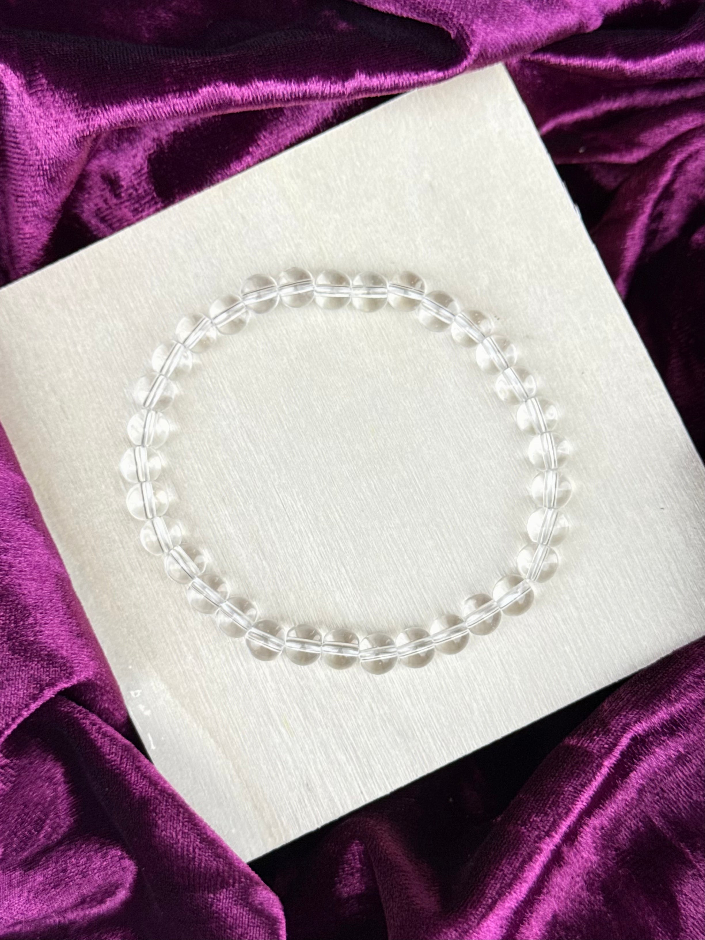 Natural Clear Quartz Bracelet 6mm / Pulsera de Cuarzo Cristal 6mm