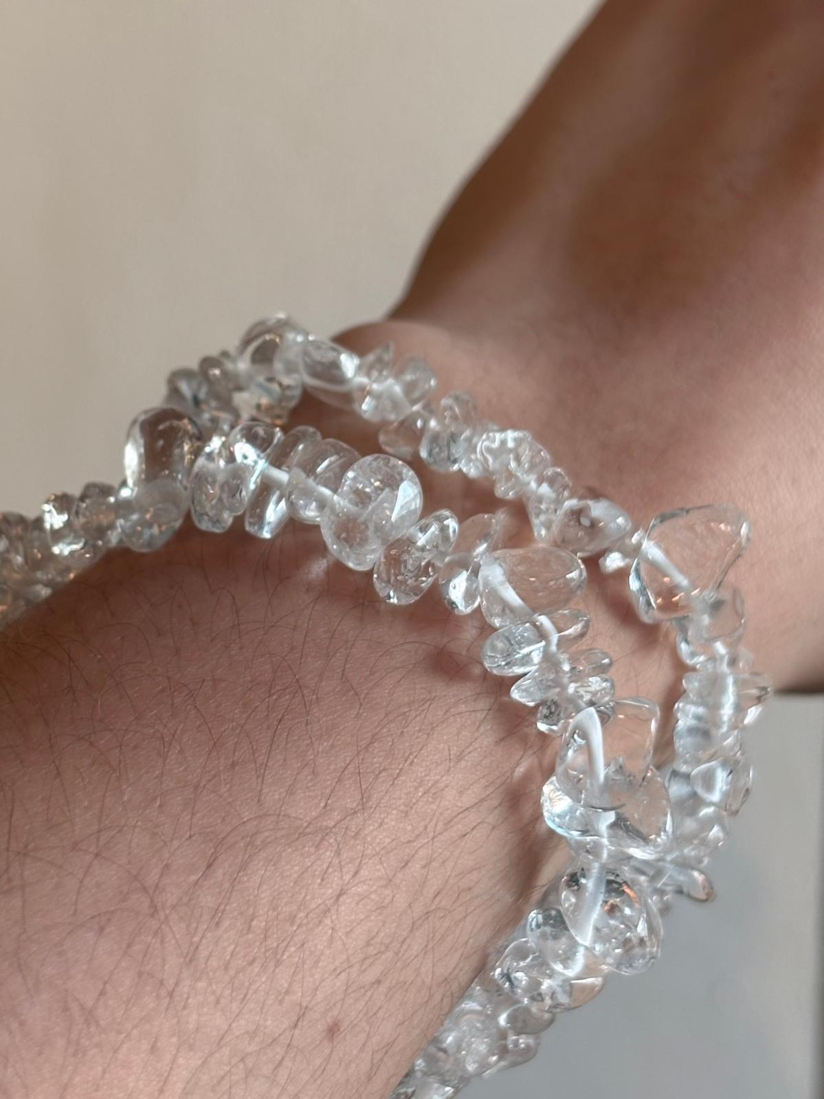 Brazalete-pulcera de Chips de Cuarzo Cristal / Clear Quartz Chip Bracelet
