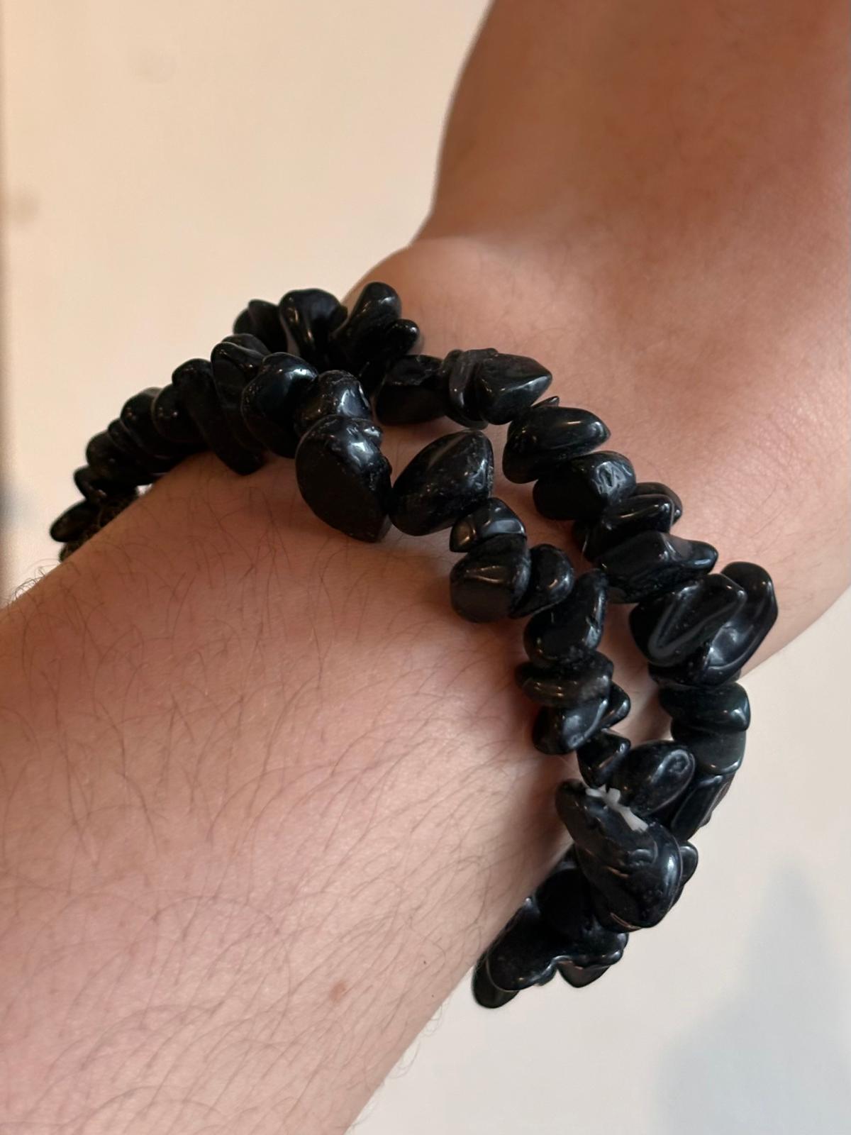 Brazalete-pulsera chip Obsidiana/ Obsidian chip bracelet