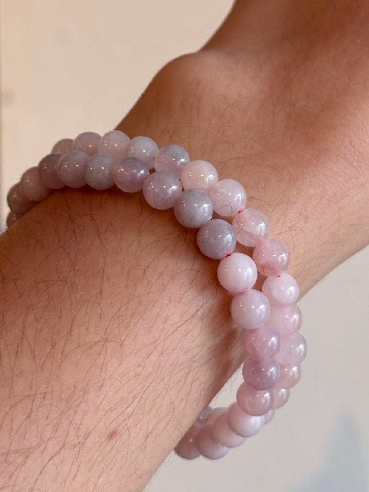 Brazalete-pulcera cuarzo rosado/ rose quartz bracelet 6mm