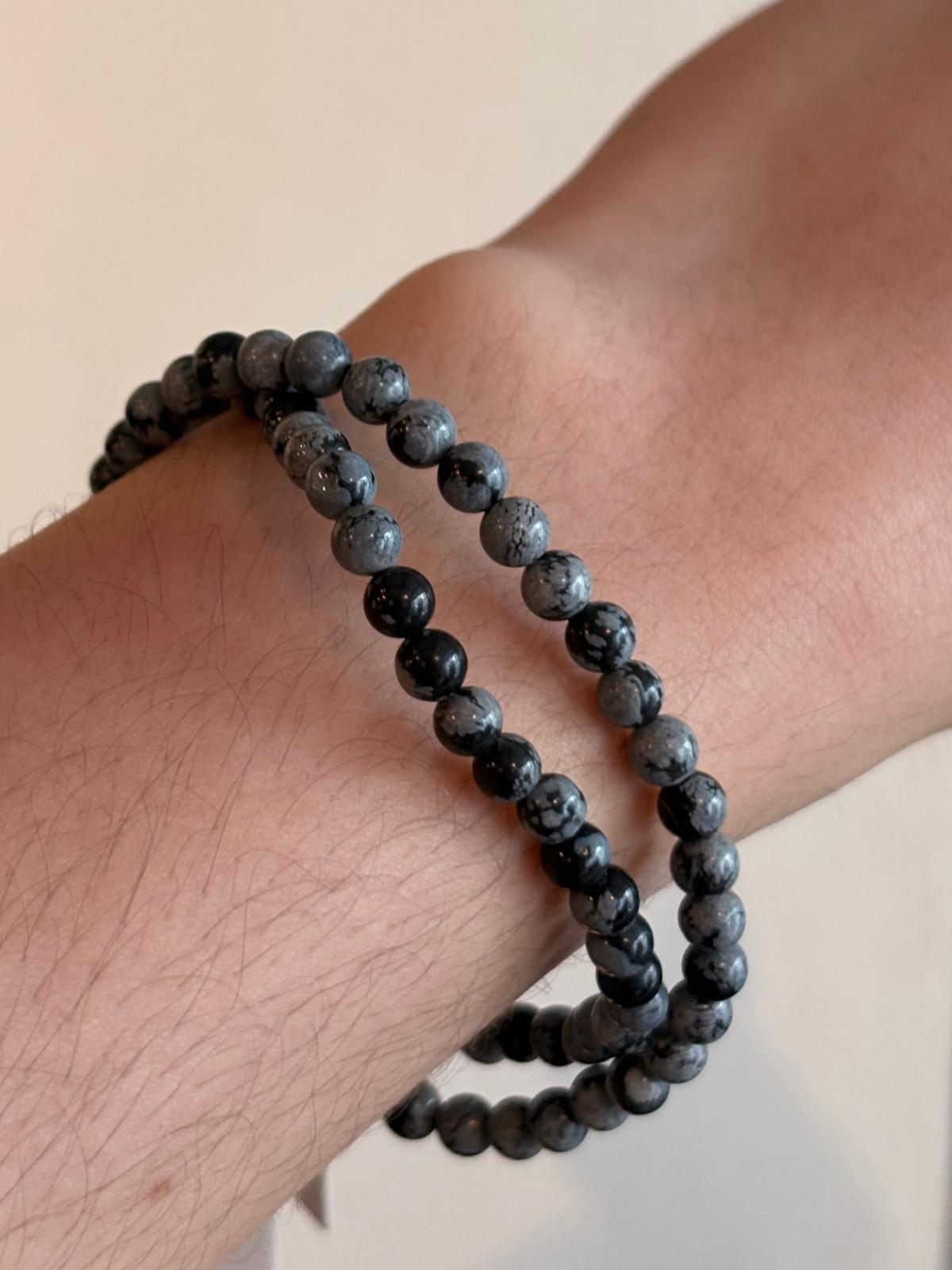 Brazalete-pulsera Obsidian Nevada/snowflake obsidian 4mm