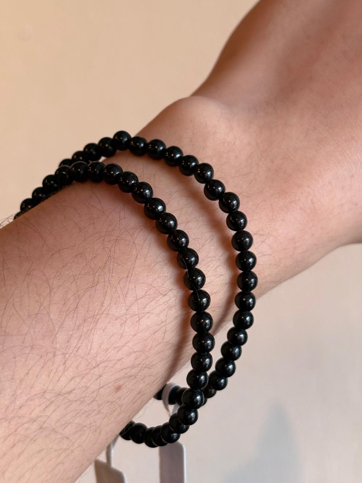 Brazalete-pulcera obsidiana 4mm/bracelet obsidean 4mm