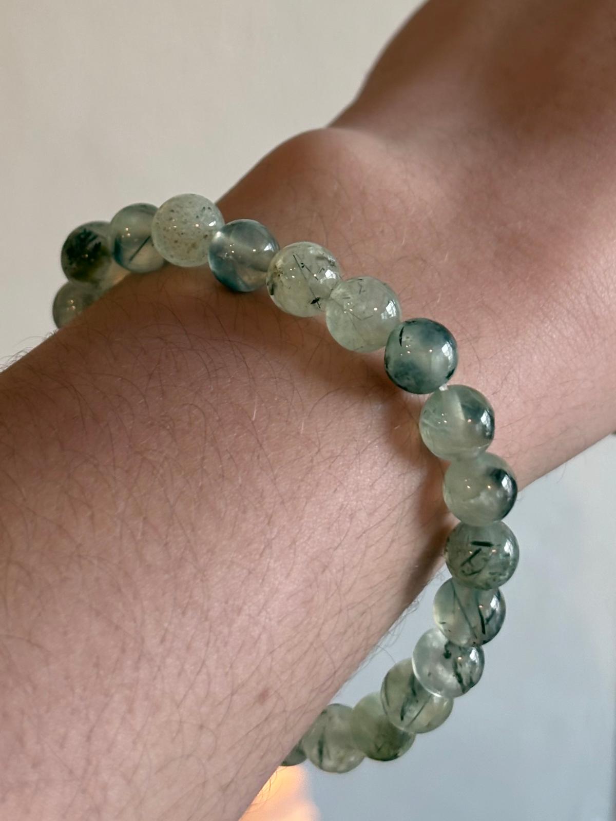 Brazalete-pulcera de Prehnita / Prehnite Bracelet 8mm