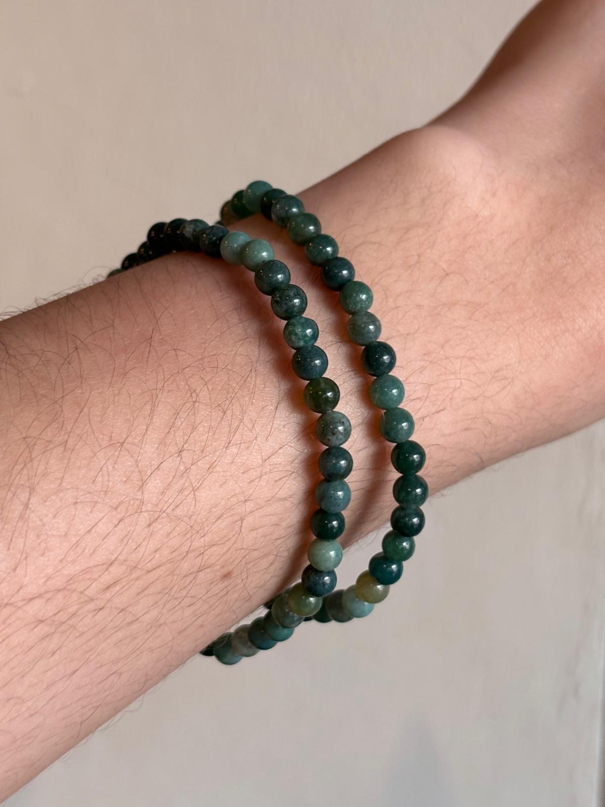 Brazalete-Pulcera Agata musgosa 4mm/ moss agate bracelet 4mm