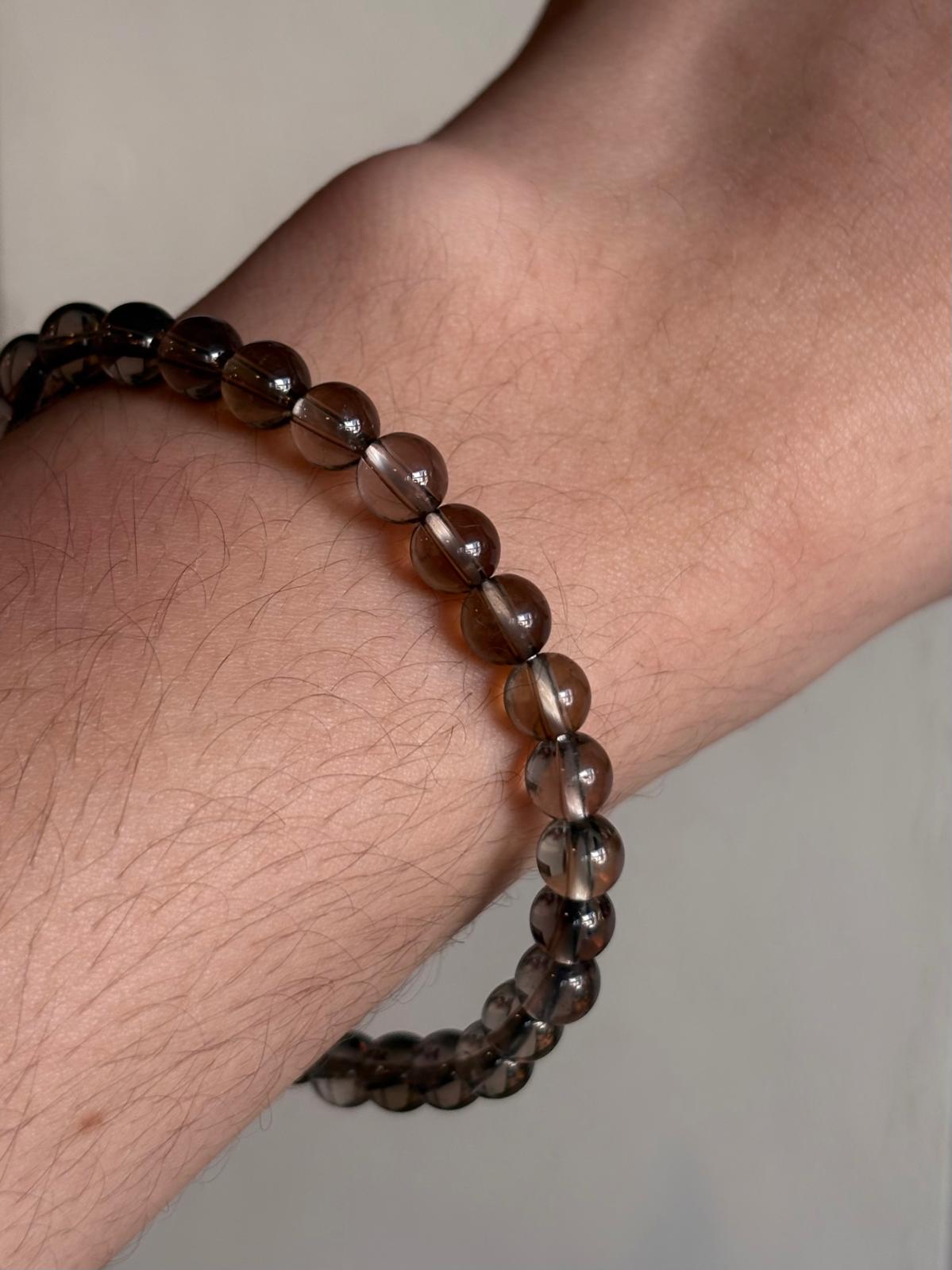 brazalete-pulsera cuarzo ahumado 6mm/smoky quartz bracelet 6mm